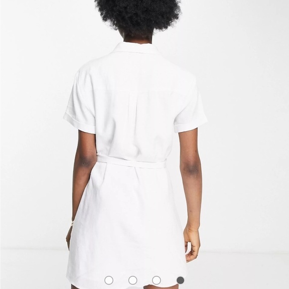 EUC Abercrombie & Fitch shirt dress in white Size Large Petite Linen Blend - Picture 4 of 9